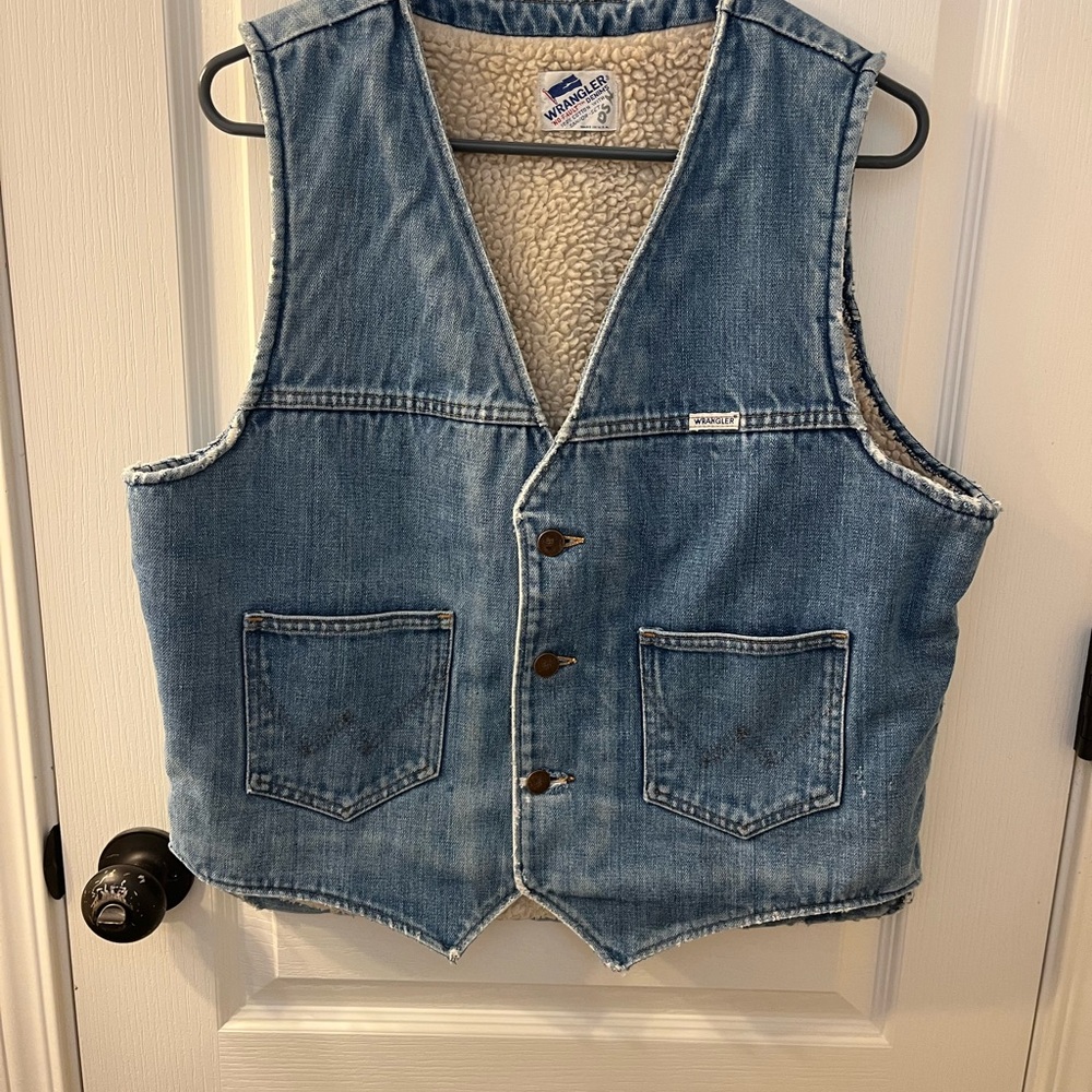 Vintage Wrangler Sherpa Lined Denim Vest